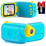 AILEHO Kids Video Camera for Boys Digital Video Camcorder for Kids Birthday Kids Toys 3-9 Years Old Kids Cameras 12M 1080P with 32G Card Children Camera Rechargeable IPS 2.4' Blue