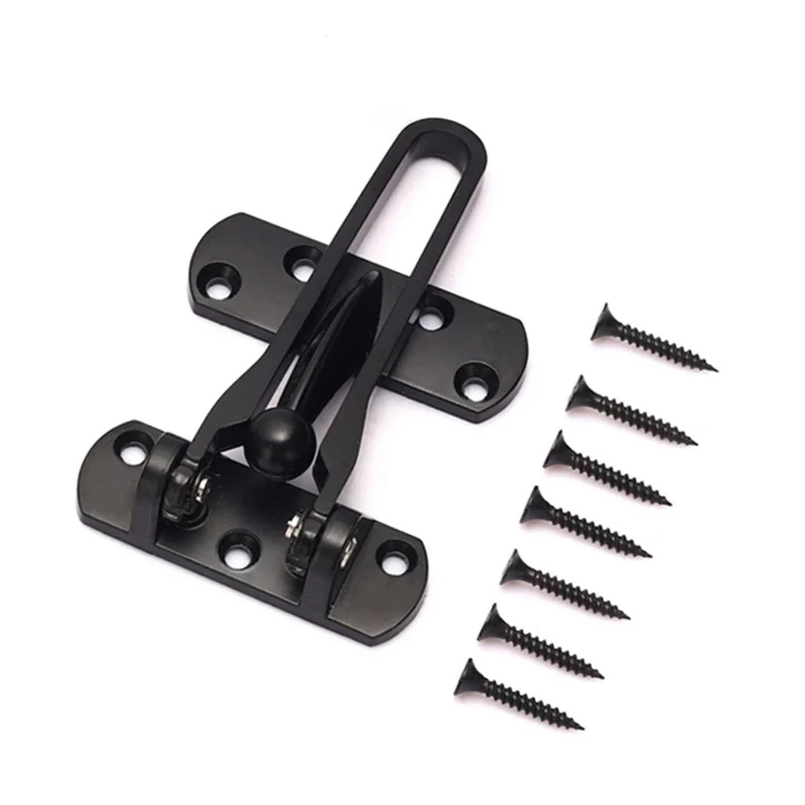 Swing Bar Door Lock 4pcs Door Zinc Alloy Lock Guard Buckle Clasp Padlock Chain Hotel(Black)