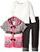 Little Lass Little Girls' 3 Piece Sweater Set Hooded Cable Knit