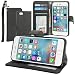 Evecase iPhone 6 Case, Leather Wallet Folio Case with Credit Card ID Slots, Currency Pocket, Hand Strap and Stand for Apple iPhone 6 4.7" (AT&T, Verizon, Sprint, T-Mobile and All 2014 Editions) - Black