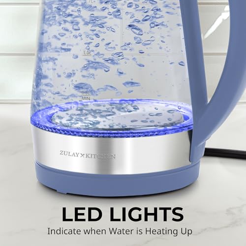 Image of Zulay Kitchen Fast Boiling Electric Water Kettle - 1.7L, 1500W, Auto Shut-Off for Overboil & Boil Dry Protection, Cool-Touch Handle, 360 Base - Rapid Teapot Boiler For Coffee & Tea - Blue