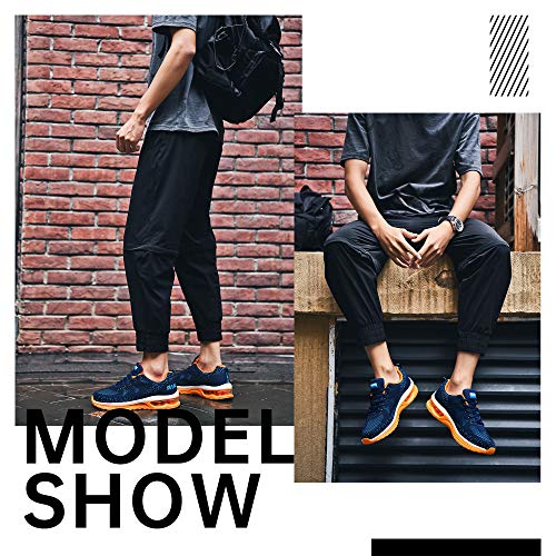MEHOTO Mens Air Running Sneakers, Men Sport Fitness Gym Jogging Walking Lightweight Shoes, Color BlueOrange, Size 8