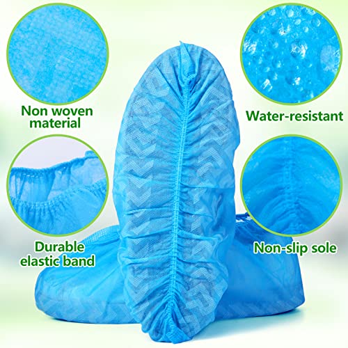 Leumoi 500 Pcs Disposable Boot Shoe Covers Bulk Non Slip Disposable Shoe Covers Large Durable Non Woven Shoe Protector Covers for Indoors, Home, Floors and Shoes, One Size Fits Most (Blue) - Thumbnail 3