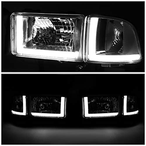 Image of DNA MOTORING HL-LB2-DR944-CH-CL1 Chrome Headlights With Pair LED Day Running Lights Replacement Compatible with 94-01 Dodge Ram 1500