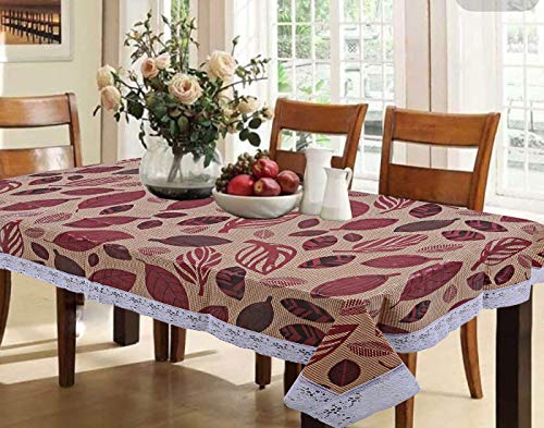 Kuber Industries Leaf Design PVC 6 Seater Dining Table Cover 54