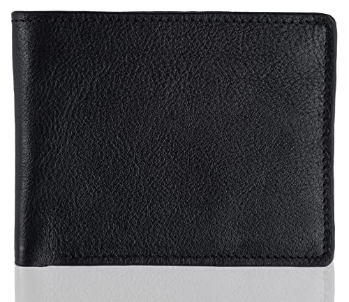 DA GENE Genuine Leather RFID Protected Bifold Wallet for Men (Black)