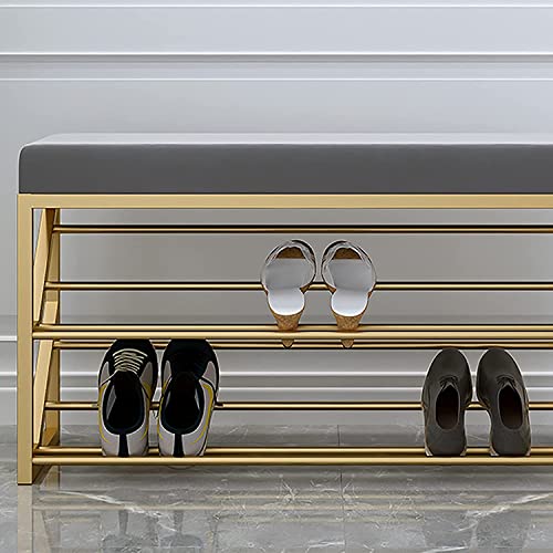 Banc de rangement à chaussures d'entrée à 2 niveaux et étagères en maille - 3