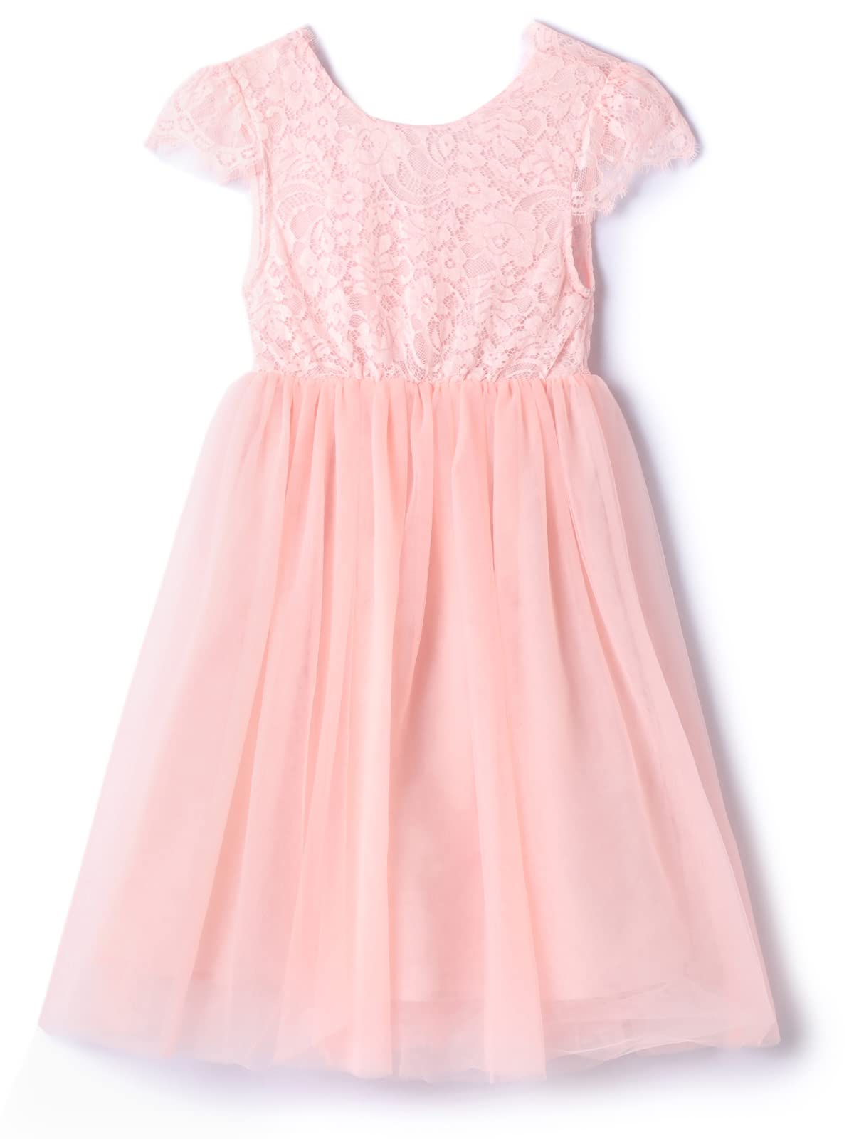 Niyage Toddler Girls Tulle Princess Party Dress Baby Elegant V-Back Lace Flower Girl Dresses