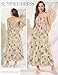 GRACE KARIN Summer Dresses for Women 2026 Vacation,Smocked Floral Maxi Dresses,Boho Beach Long Sundress Beige Flower XL