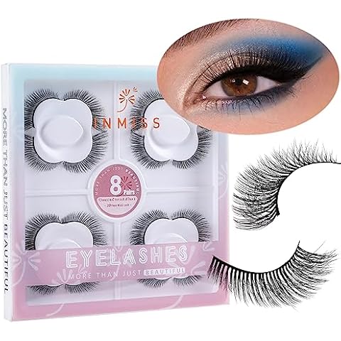 Angel Lashes Cat Eye Fox Lashes 13mm Short Natural Lashes 3D Faux Mink Thin Volume Wispy Strip Eyelashes 8 Pairs By Inmiss Cover