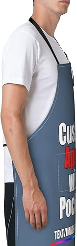 Miniatura 3 de Delantal personalizado para hombres y mujeres, niñas, niños, personalizable, nombre, texto, logotipo, imagen, foto, ajustable, con dos bolsillos