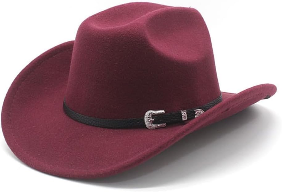 Western Cowboy Hat, Brown Felt, Silver Buckle Band, Wide Brim