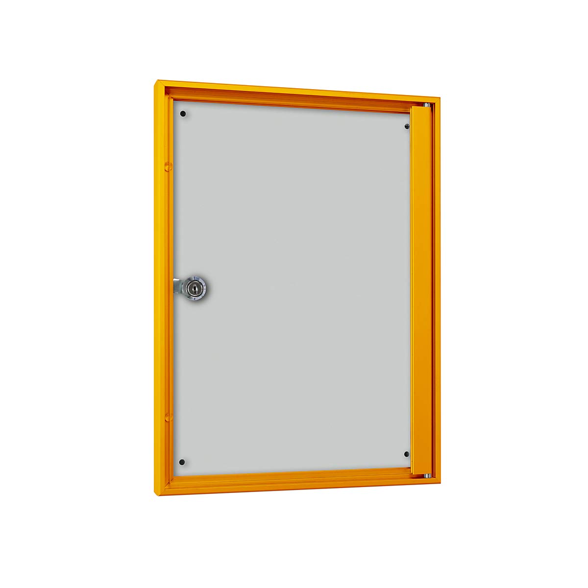 Vitrina de anuncios para interiores, para formato 1 x DIN A4, marco amarillo.