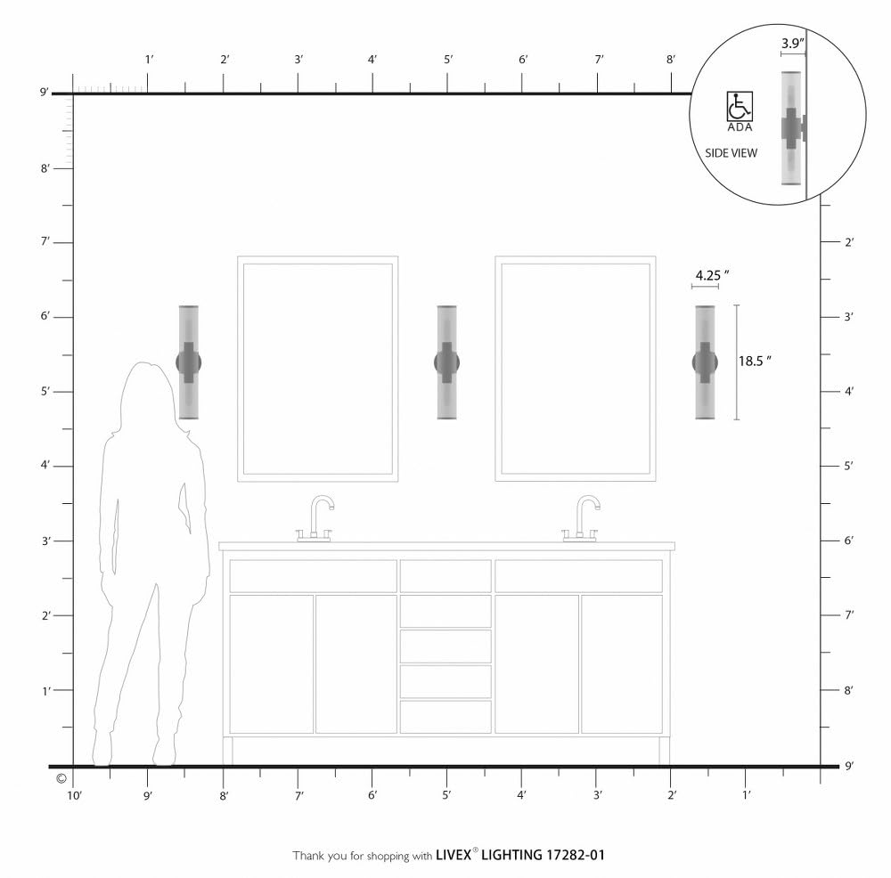 Livex Lighting Bancroft - 2 Light ADA Bath Vanity in Contemporary