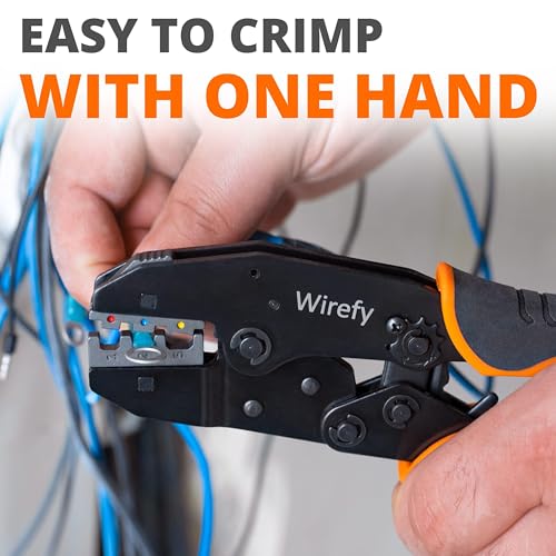 Image of Wirefy Crimping Tool Set 5 PCS - Ratcheting Wire Crimper - For Heat Shrink, Nylon, Non-Insulated Connectors, Ferrule Terminals
