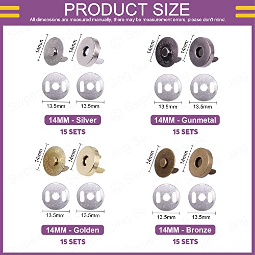 Swpeet 60 Sets Magnetic Button Clasps Snaps - Image 2