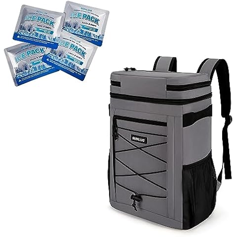 SUNLUG 30-Can Insulated Cooler Backpack & 4 Reusable Ice Packs Bargain Perfect Combination Cover
