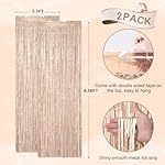 2 Pack Champagne Gold Tinsel Foil Fringe Curtains, Champagne Party Decorations, Metallic Tinsel Party Streamers Backdrop for Birthday Baby Shower Graduation Wedding Party Decorations - Image 3