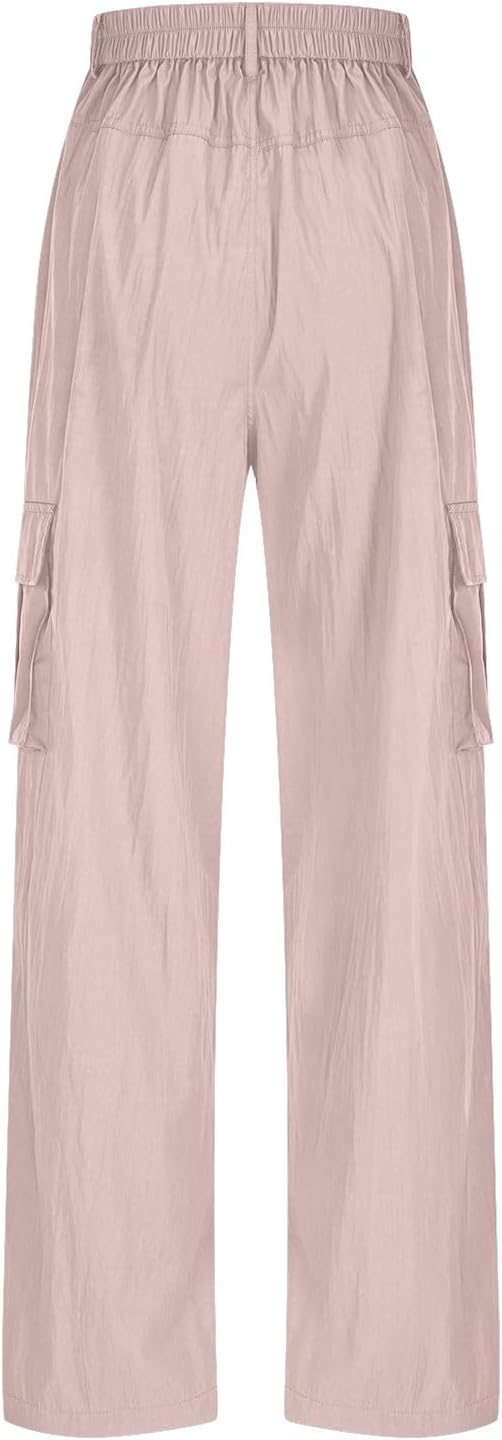 Women High Waisted Cargo Pants Wide Leg Casual Pants Baggy Stretchy Wide Leg Y2K Streetwear with Pockets