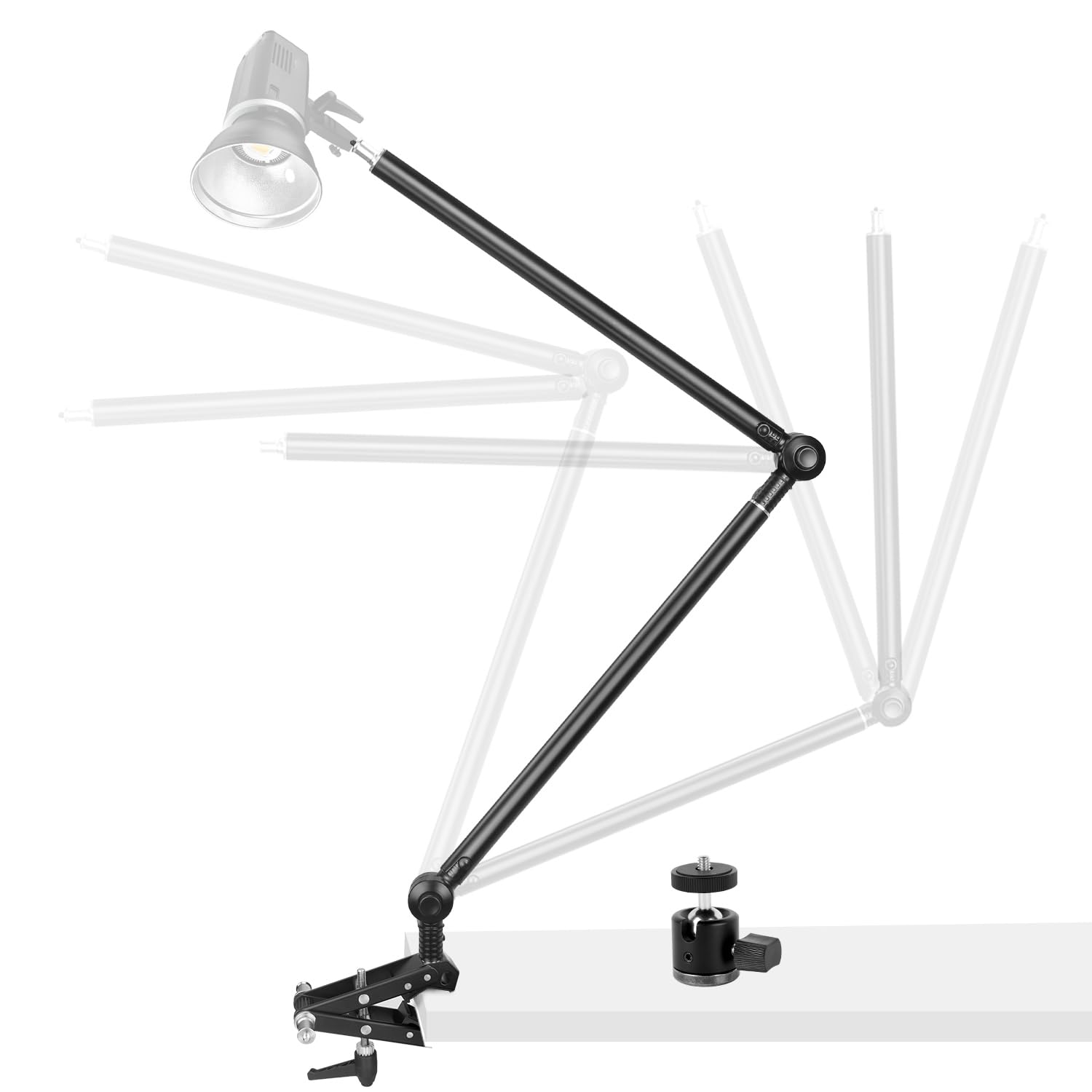Amazon | Hemmotop ブームアーム 照明 卓上 ライトスタンド 2段調節 