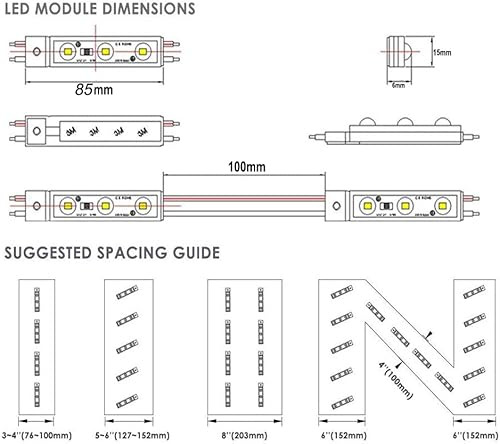 Miniatura 3 de Módulo LED, módulo LED Erudite luz de repuesto blanca para inflable 2835SMD 3 LED módulo de luz 100 piezas de módulo de iluminación para ventana de