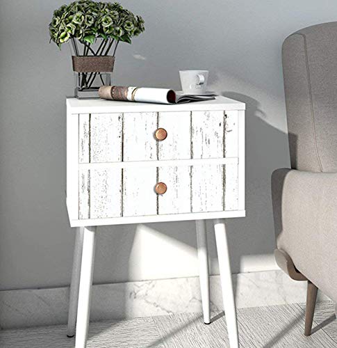 Amao Vintage White Wood Panel Pattern Paper Self-adhesive Peel-stick Wallpaper17.7''x78.7''