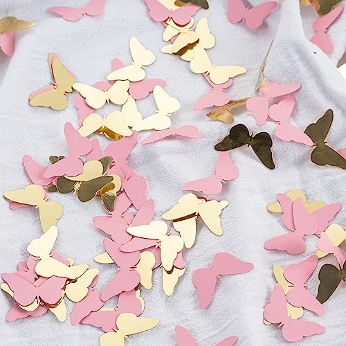 Image of 300PC Pink Gold Butterfly Confetti Butterfly Baby Shower Decorations Spring Wedding Bridal Shower Birthday Table Decor (Pack of 3)
