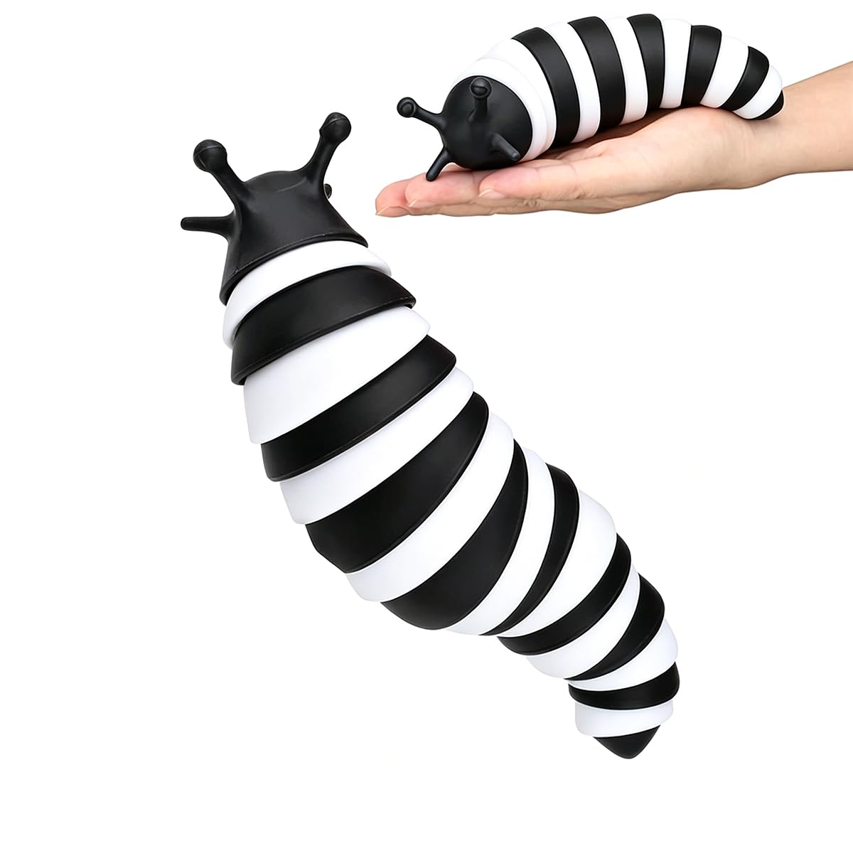 2PCS Stress Relief Colorful Lobster Set,Caterpillar Set Style, Articulated Sensory Sets for Autism,Flexible Slug Fidget Set for Calming (Black)
