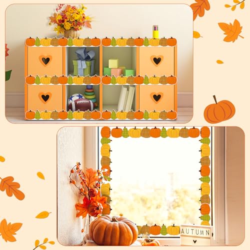 Image of BeYumi Fall Pumpkin Border Trim - 65ft Fall Plaid Pumpkin Shape Rolled Border Trim Autumn Thanksgiving Halloween Bulletin Board Set Harvest Party Decor School Classroom Office Chalkboard Decoration