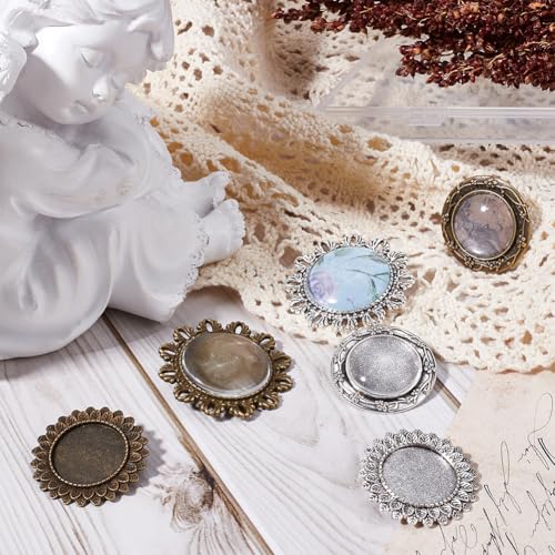 Kit para hacer broches alfileres de cabujón con base de broche de media y bandejas de bisel 4