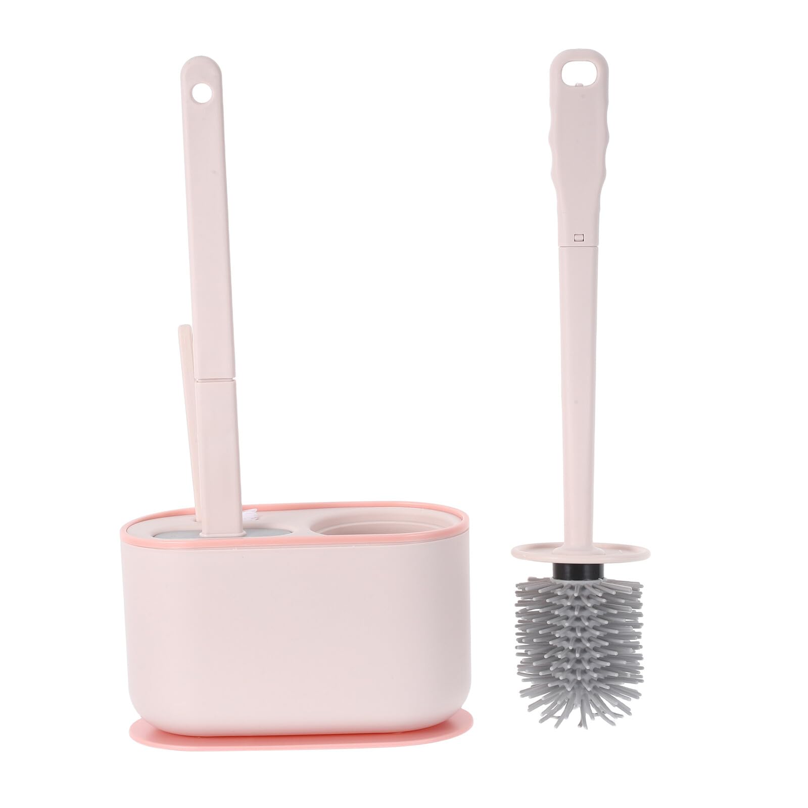 IMIKEYA Spazzolino WC da parete con supporto rosa, spazzola sanitaria con manico per pulizia profonda installazione facile e risparmio di spazio bagno