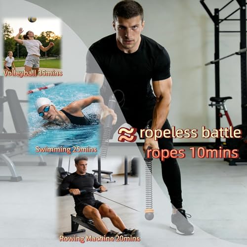 Adjustable Ropeless Battle Ropes for Home Gym,Portable Cordless Weighted Battle Rope Trainer with Resistance Levels,Storage Bag & Workout Guide for HIIT Cardio & Strength Training — view 4