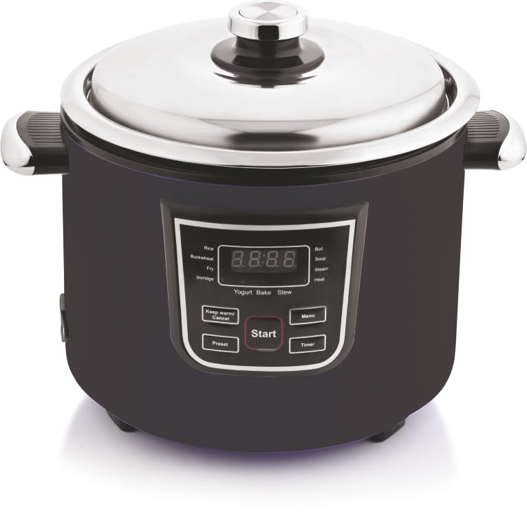 Image of Cookup 1.8 Litres Digital /Multipurpose Electric Rice Cooker | 2 Stainless Steel Cooking Pot | Stainless Steel Steamer | 11Multi Purpose Functions | Delay Timer | 700- Watt (BLACK)