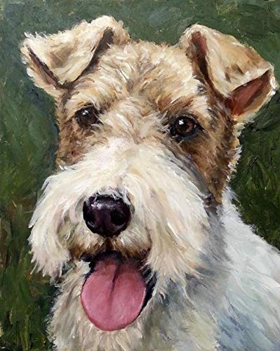 Peinture par numéros pour adolescents Kits de peinture par numéros Wire Hair Fox Terrier Chien avec pinceaux et pigments acryliques peinture sur toile bricolage pour adultes débutant nature morte Cover