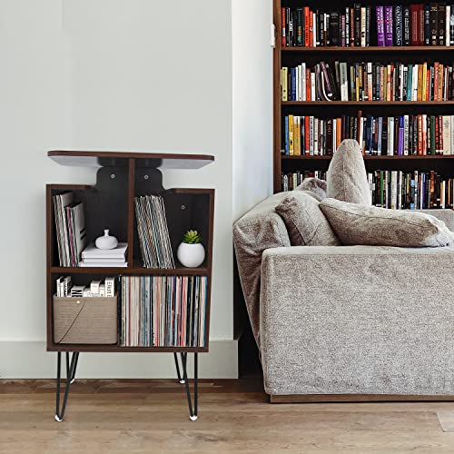 Nisorpa Support de tourne-disque en MDF pour disque vinyle – Table de rangement en noyer avec pieds en épingle à cheveux… - Les Beatles, Paul McCartney, John Lennon, RIngo Starr, George Harrison Nisorpa Support de tourne-disque en MDF pour disque vinyle - Table de rangement en noyer avec pieds en épingle à cheveux… – Image 7