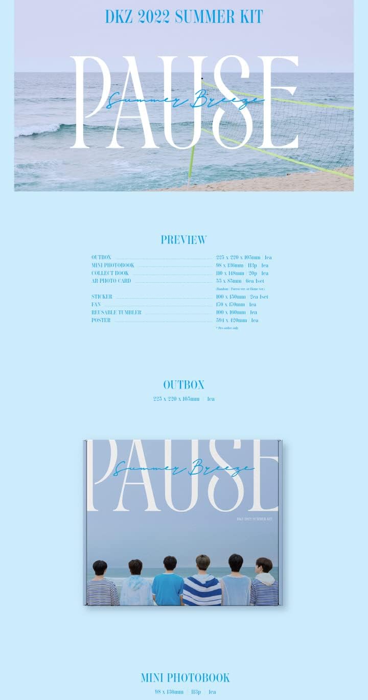 DKZ 2022 SUMMER KIT PAUSE Mini Photobook+Poster+Collectbook+Photocard+Sticker+Fan+Tumbler+Tracking Sealed