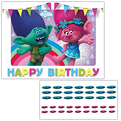 Trolls Movie Pin the Nose on Poppy and Branch Birthday Party Game