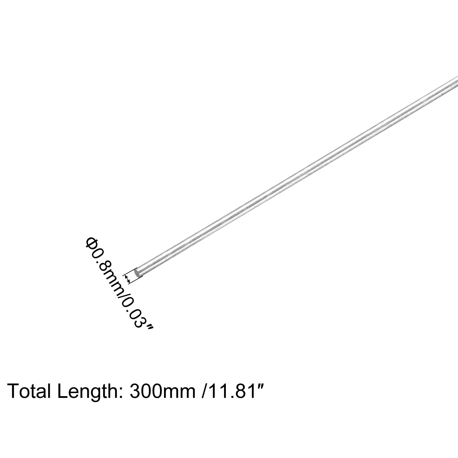 sourcing map Aste rotonde in acciaio inox 304, 0,8 mm x 300 mm, confezione da 10