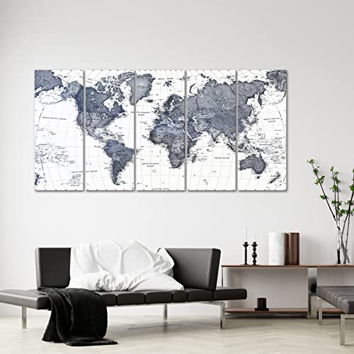 Iknow Foto 5 Panel Vintage World Map Wall Art Abstract Prints Paintings On Canvas Contemporary Home Decor Artwork Pictures For Office Decorations 12X32Inchx5Panel #TOP3