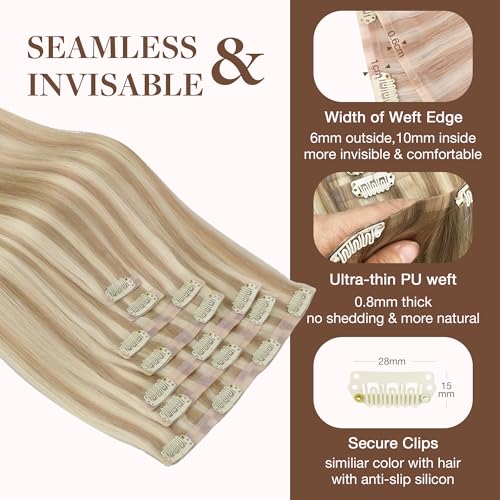 Image of GOO GOO Seamless Clip in Hair Extensions Real Human Hair Remy Extensions
