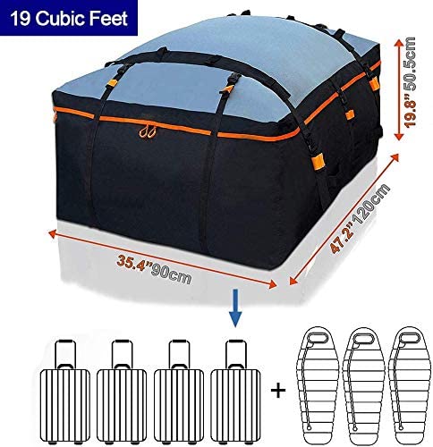 longziming Dakbox, opvouwbare dakkoffer, 15 kubische voeten, waterdichte auto-opbergbox voor met of zonder bagagerek, reizen en bagagetransport, auto's, bestelwagens, SUV's, zwart
