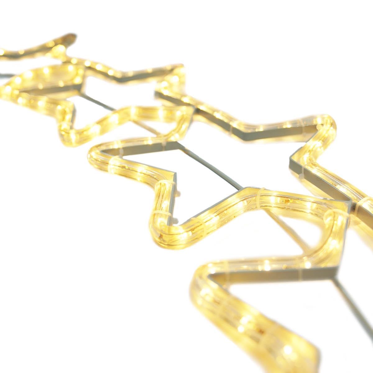 Generyczny – ConnectPro? 1,2 m, świąteczny wąż świetlny z motywem sylwetki 5 gwiazdek – 144 ciepłe białe diody LED, IP65, zewnętrzne, statyczne, podłączane oświetlenie ścienne (z wtyczką) (1,2 m,