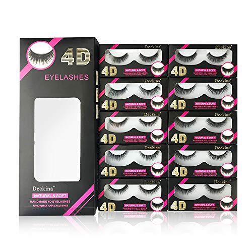 10 Pairs 5 Styles Fake Eyelashes Reusable 4D Handmade False Eyelashes Set for Natural Look with False Lashes Applicator