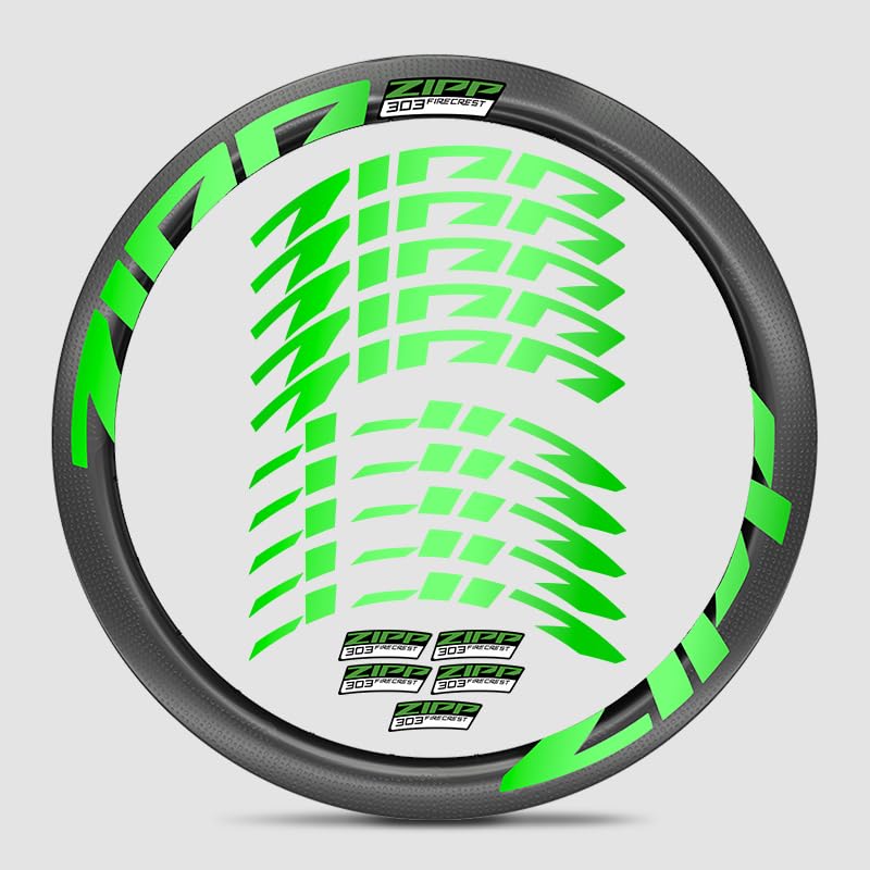 for Zipp Firecrest 303 Road Bike Carbon Wheel Decal Kit | Vivid Colors, Scratch-Resistant, Precision-Cut, UV-Protected (Super Bright Metallic Agate Green + Style 5)