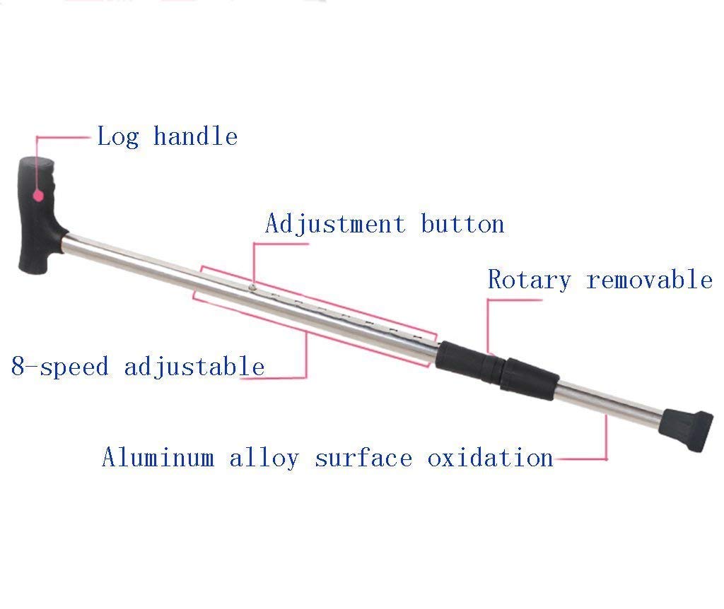 składany chodzik,Laska, Praktyczna wysuwana laska Stop aluminium Laski Kule Płoza Lekka srebrna 74-90 cm, Starszy alpinista,
