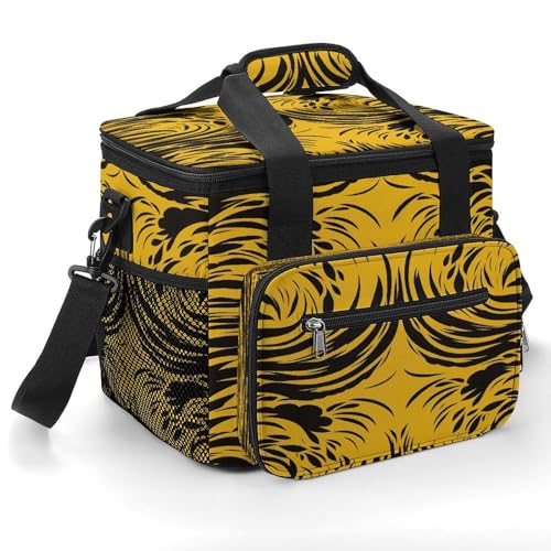 Mustard Yellow and Black Cooler Bag Small Portable Lunch Cooler