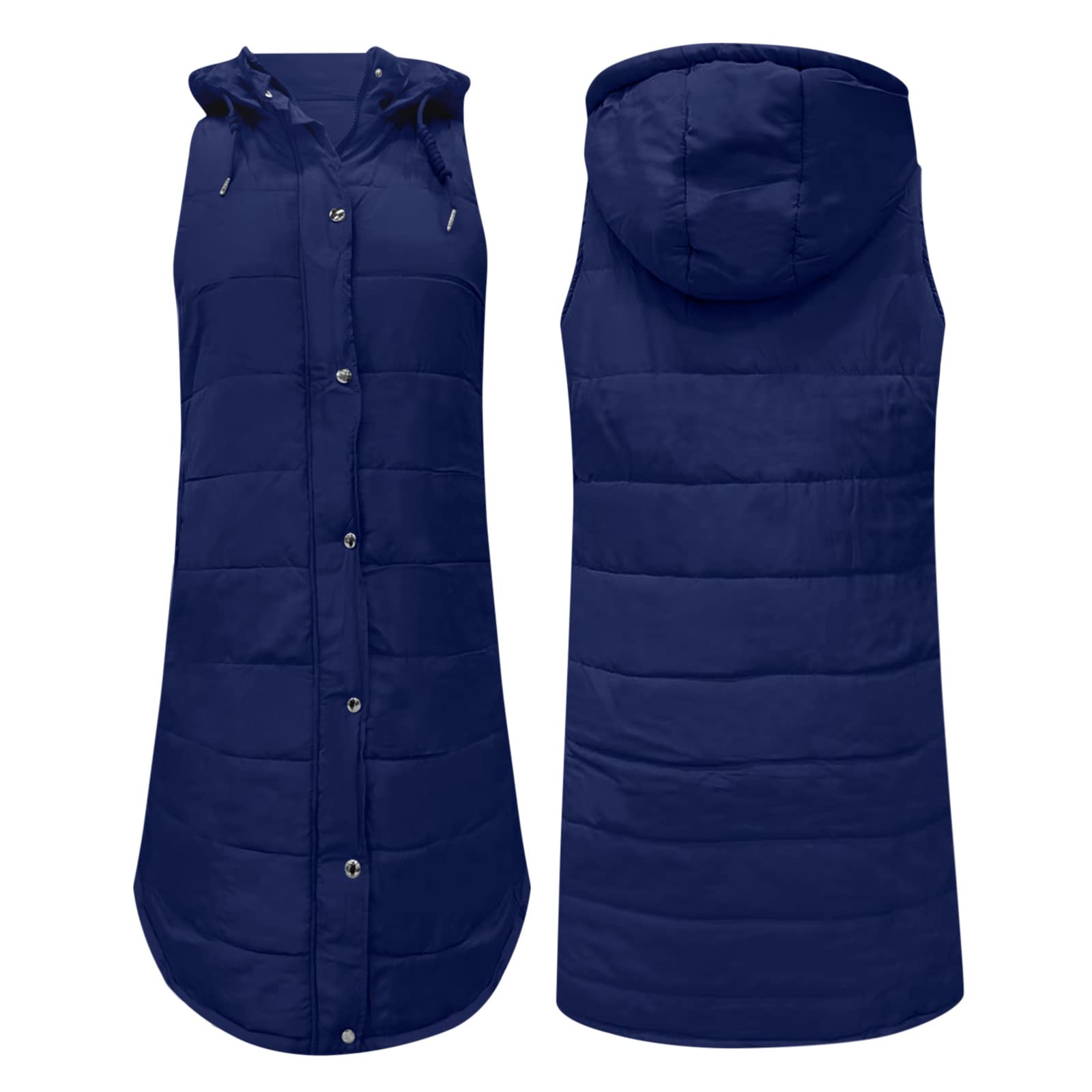 Chaleco largo para mujer - Chaleco acolchado ligero con capucha chaleco delgado chaqueta de invierno chaqueta acolchada sin mangas chaleco con capucha abrigo acolchado portátil a prueba de