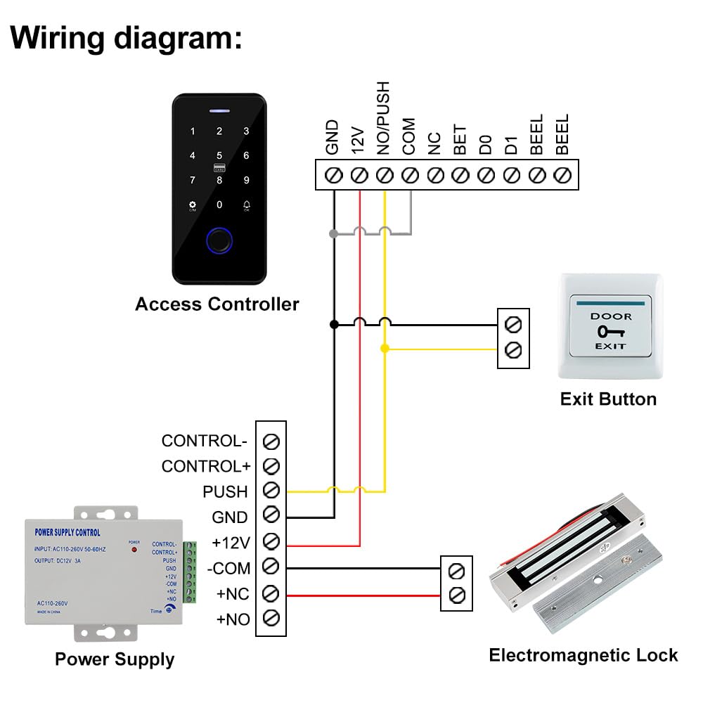 Bluetooth Tuya Zutrittskontrollsystem-Set, wasserdichte RFID-Tastatur, Fingerabdruck, 180 kg Magnetschloss, 10 x 13,56 MHz Schlüsselanhänger