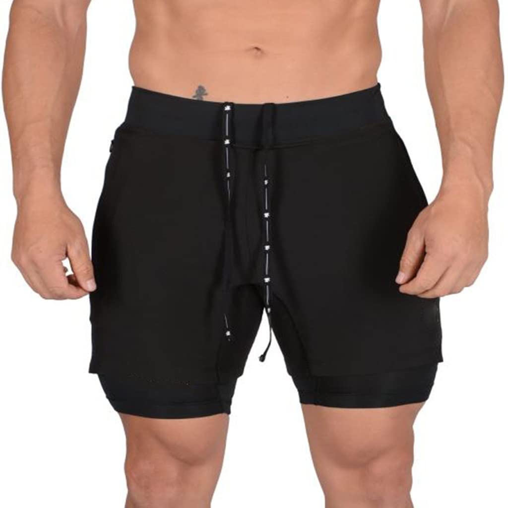 Shorts pour hommes été 2 en 1 à séchage rapide