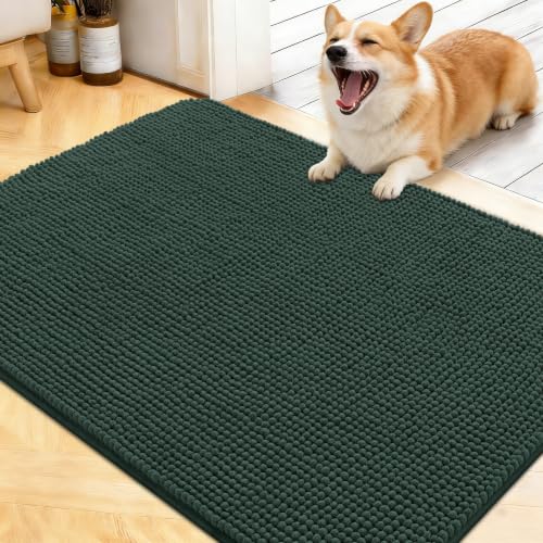Image of OLANLY Dog Door Mat for Muddy Paws 40x32, Absorbent Chenille Mud Doormat